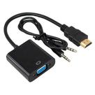 Adaptador conversor de áudio e vídeo HD HDMI para VGA 1080p - preto