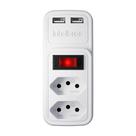 Adaptador de 2 tomadas e 2 usb - eac 202 br