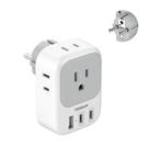 Adaptador de alimentação TESSAN França Alemanha com 3 portas USB e 4 tomadas