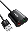Adaptador de Áudio Externo USB 2.0 UGREEN Placa de Som