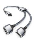 Adaptador de cabo USB C macho para USB duplo fêmea Thunderbolt 3