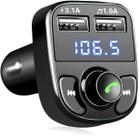Adaptador de carro com transmissor FM Bluetooth Dual USB preto