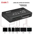 Adaptador de Cartões SD, TF, CF, MMC, MS e XD para USB 2.0