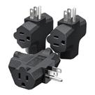 Adaptador de Energia K KASONIC com 3 Tomadas Aterradas, Kit com 3 Unidades, Preto