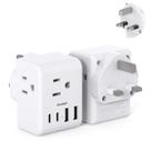 Adaptador de Energia One Beat Tipo G com 3 Tomadas e 4 Portas USB
