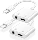 Adaptador de fone de ouvido 2 em 1 Lightning para 3,5 mm para iPhone 2-Pac