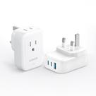 Adaptador de plugue Anker Travel Adapter USA to UK 15W com 2 AC 2 USB-C