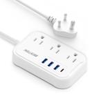 Adaptador de plugue BESTEK India para EUA tipo D com 3 tomadas AC e 4 USB