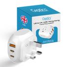 Adaptador de plugue de viagem Ceptics UK, Irlanda para o tipo G com USB Adaptador de plugue de viagem Ceptics UK, Irlanda para o tipo G com USB
