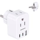 Adaptador de plugue HANYCONY tipo E F dos EUA para a Europa com 2 saídas, 3 USB
