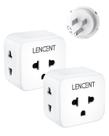 Adaptador de plugue LENCENT EU para EUA com 3 extensões de tomadas, pacote com 2 Adaptador de plugue LENCENT EU para EUA com 3 extensões de tomadas, pacote com 2