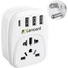 Adaptador de plugue LENCENT World para os EUA com 3 carregadores USB e 1 PD tipo C