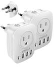 Adaptador de plugue suíço VINTAR tipo J com USB para EUA, pacote com 2