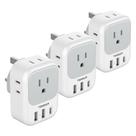 Adaptador de plugue TESSAN tipo G dos EUA para o Reino Unido, pacote com 3 saídas, 3 portas USB