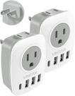 Adaptador de plugue VINTAR US para o Japão com 2 tomadas AC, 3 USB 1 USB C