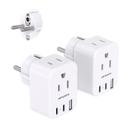 Adaptador de tomada de viagem HANYCONY tipo E/F com 2 tomadas, 3 USB