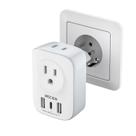 Adaptador de tomada de viagem Mscien European com 2 tomadas e 3 portas USB