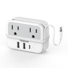 Adaptador de tomada de viagem TESSAN tipo C com 2 tomadas e 3 portas USB