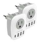 Adaptador de tomada de viagem VINTAR 6 em 1 com 2 tomadas americanas e USB