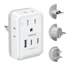 Adaptador de tomada de viagem VINTAR European com 3 portas USB e 4 tomadas AC