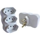 Adaptador de Tomada Multiplicador Tripolar Branco 10A Pacote com 10 Unidades Adaptador de Tomada Multiplicador Tripolar Branco 10A Pacote com 10 Unidades