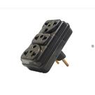 Adaptador De Tomada Preto Benjamim 03 Entradas 10A 20A Padrão Novo E Antigo