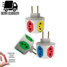 Adaptador de Tomada Redondo Colorido 6 Entradas Universal Bivolt 10A e 20A