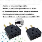 Adaptador De Tomada Universal Em Porcelana Preto 3 Pinos Benjamin 10A/20A Anti-Chamas
