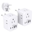 Adaptador de viagem HANYCONY, 4 tomadas, 4 portas USB C, pacote com 2