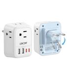Adaptador de viagem LENCENT US para a Europa com 4 tomadas e 4 USB
