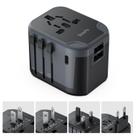 Adaptador de viagem SoopII Universal 7 em 1 com portas USB C/A preto