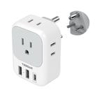 Adaptador de viagem TESSAN US para a Índia com 4 tomadas e 3 portas USB Adaptador de viagem TESSAN US para a Índia com 4 tomadas e 3 portas USB