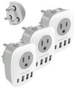 Adaptador de viagem VINTAR tipo D dos EUA para a Índia com portas USB C 3 USB