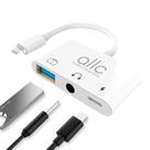 Adaptador Hub Lightning Áudio P2 OTG USB Entrada para Carregador Compatível com iPhone iPad