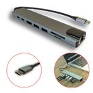 Adaptador Hub Para Hdmi Usb C 8 Em 1 Tipo C Usb 3.0 4k Prata