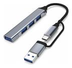 Adaptador Hub Tipo C 4 Em 1 Usb 3.0 Usb-c Entrada Dupla Usb