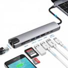 Adaptador Hub USB-C 8 em 1 HDMI 4K RJ45 USB SD TF PD Para Notebook