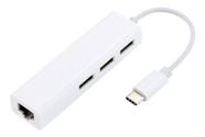 Adaptador Hub Usb Tipo C 3 Portas Usb 2.0 Com Entrada Rj 45