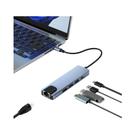 Adaptador Hub USB Tipo C 8 Em 1 Com Saída 4K HD, Leitor De Cartão SD/TF E RJ45, Carregamento Rápido
