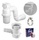 Adaptador Maquina Louça+ Sifão Copo+ Abraçadeira+ Veda Rosca