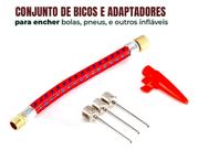 Adaptador Para Bomba De Ar Encher Bola 5 Bicos Agulha Metal E Mangueira Flexível Extensora Kit