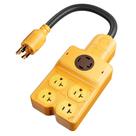 Adaptador para gerador MECMO L14-30P para 4x 5-20R, 3 m, 30 A, 125/250 V Adaptador para gerador MECMO L14-30P para 4x 5-20R, 3 m, 30 A, 125/250 V