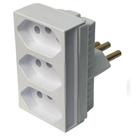 Adaptador Pino T Monobloco 3 Tomadas 2P+T 20A 250V Branco Adaptador Pino T Monobloco 3 Tomadas 2P+T 20A 250V Branco