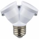 Adaptador receptaculo bocal soquete duplo e27 para 2 lampada