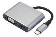 Adaptador Tipo C 4x1 Usb C/ Usb C (pd)/hdmi 4k/ Usb 3.0/ Vga