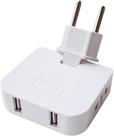 Adaptador Tomada em T Articulado Reforçado Com 2 Saídas e USB - 10A - Flexível até 250v
