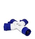 Adaptador tomada industrial c/ 3 saidas azul 2p+t 6h 32a