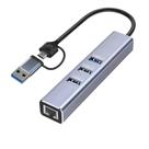 Adaptador USB para Ethernet Hopjuery Hub USB 3.0 de 3 portas RJ45 Adaptador USB para Ethernet Hopjuery Hub USB 3.0 de 3 portas RJ45