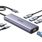 Adaptador usb tipo c 6 em 1 hdmi 4k 3 usb 3.0 rj45 gigabit usb-c pd 100w cm512 ugreen - 15598
