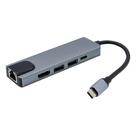 Adaptador usb tipo c com 2 saidas usb hdmi 4k tipo c rj45 md9